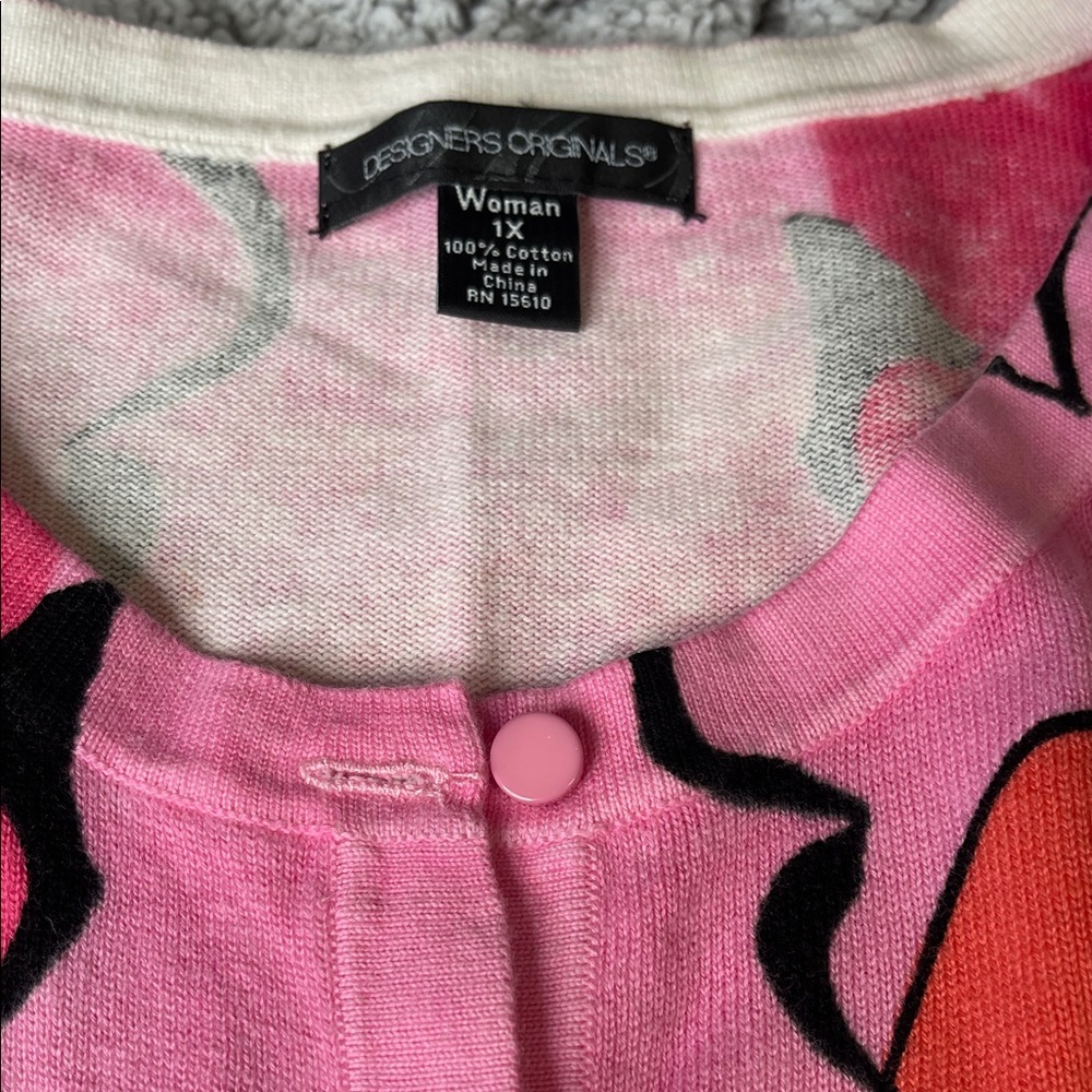 Designers Originals Pink and Orange Floral Cardigan - Picture 2 of 6